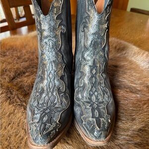 Dan Post Black and Tan Snip Toe Cowboy Boots